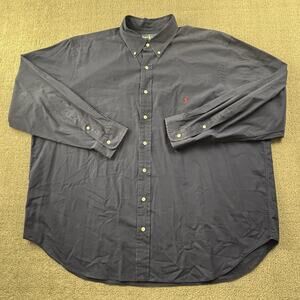 Vintage Ralph Lauren Shirt Adult 2XB 2X Big Blue Button Up Long Sleeve Casual